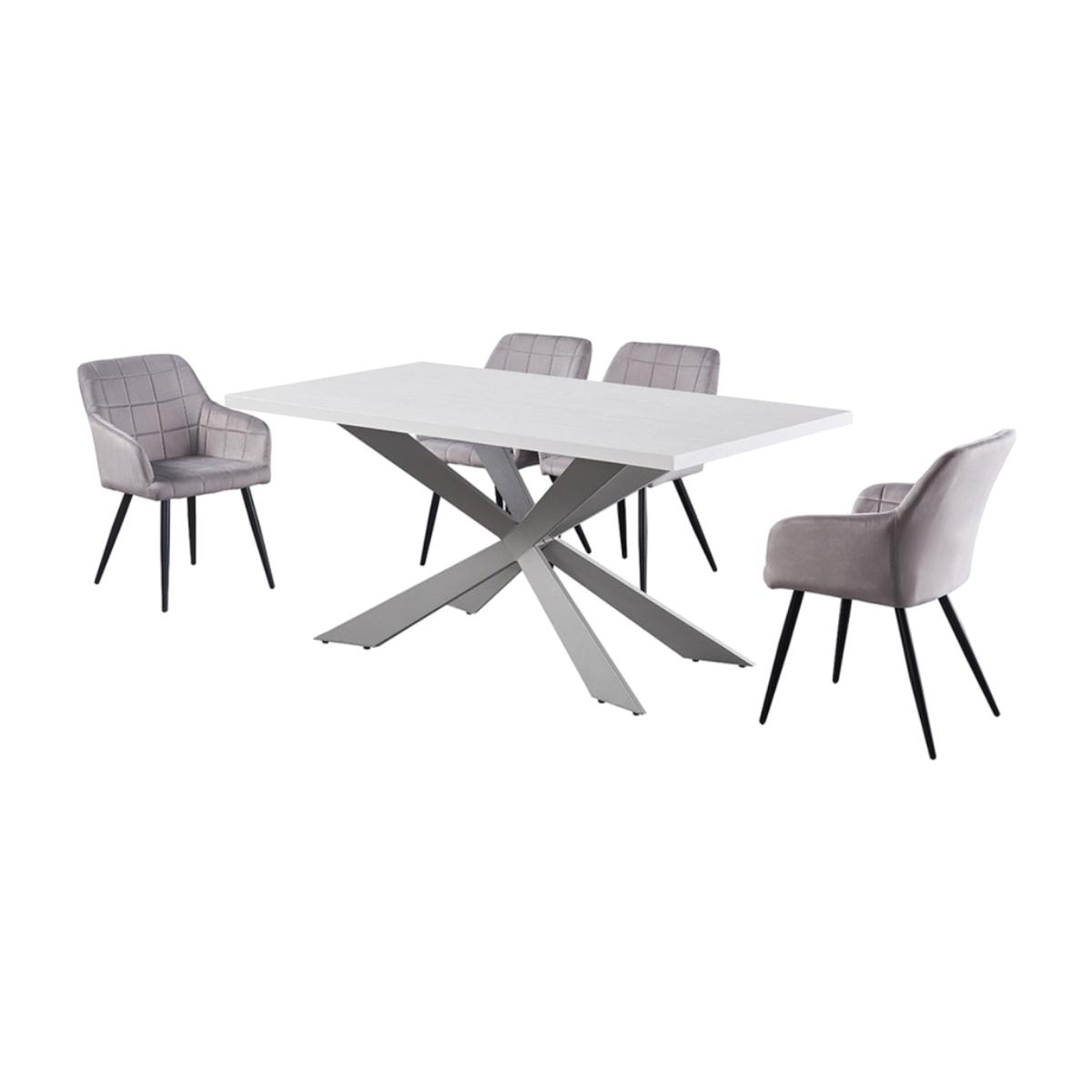 Camden Duke LUX Dining Set Includes a Table with Set of 4 chairs - Light Grey – image 1