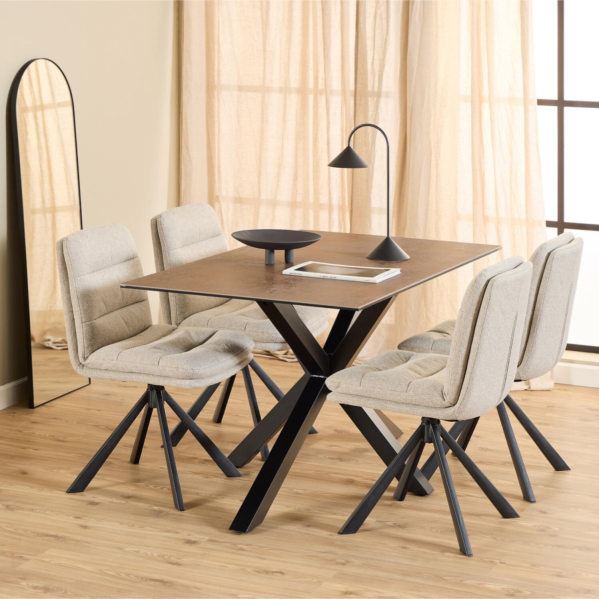 Heaven Dining Table and Dean Chair Set - Rusty Brown