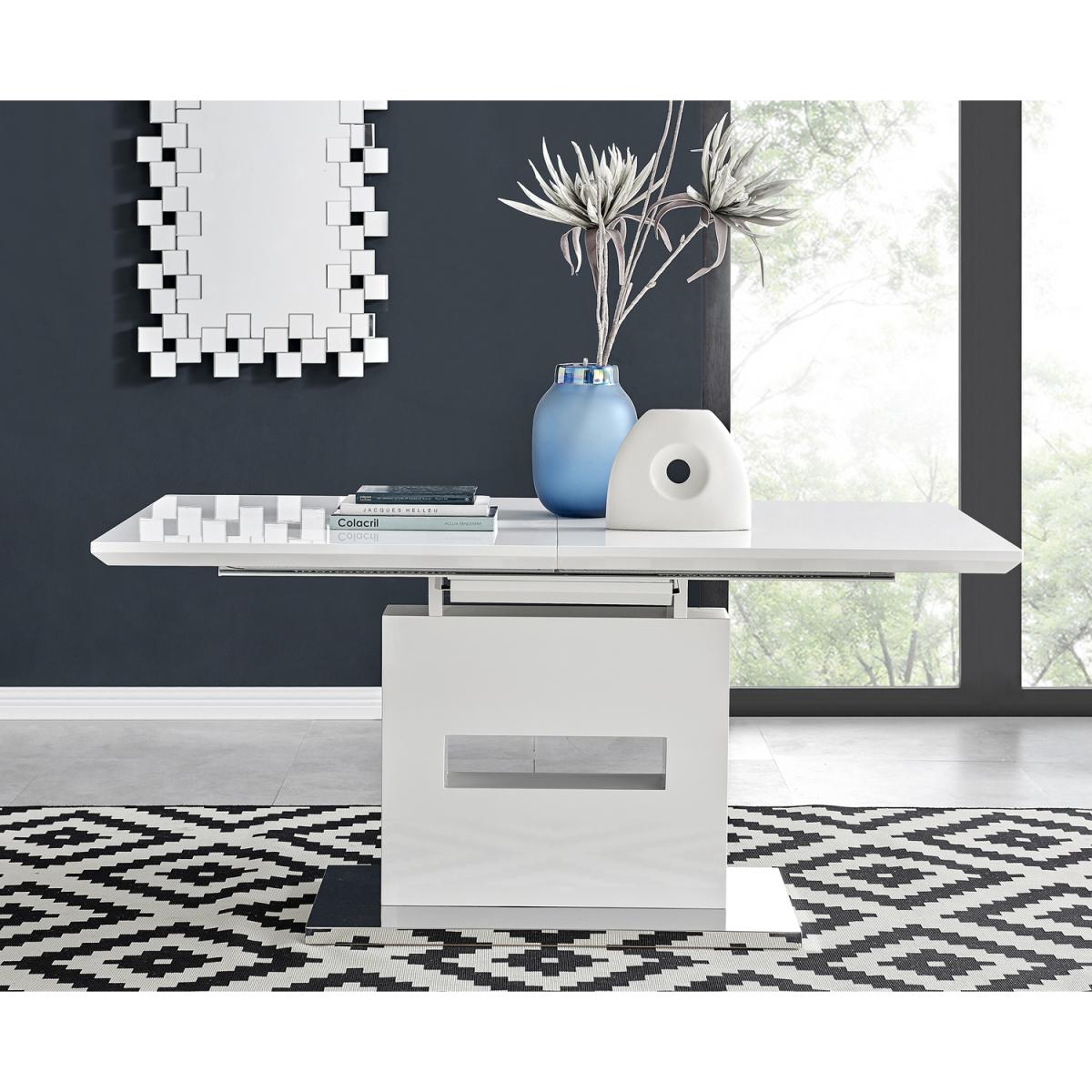 Arezzo Large Extending Dining Table 6 Milan Chairs - White – image 10