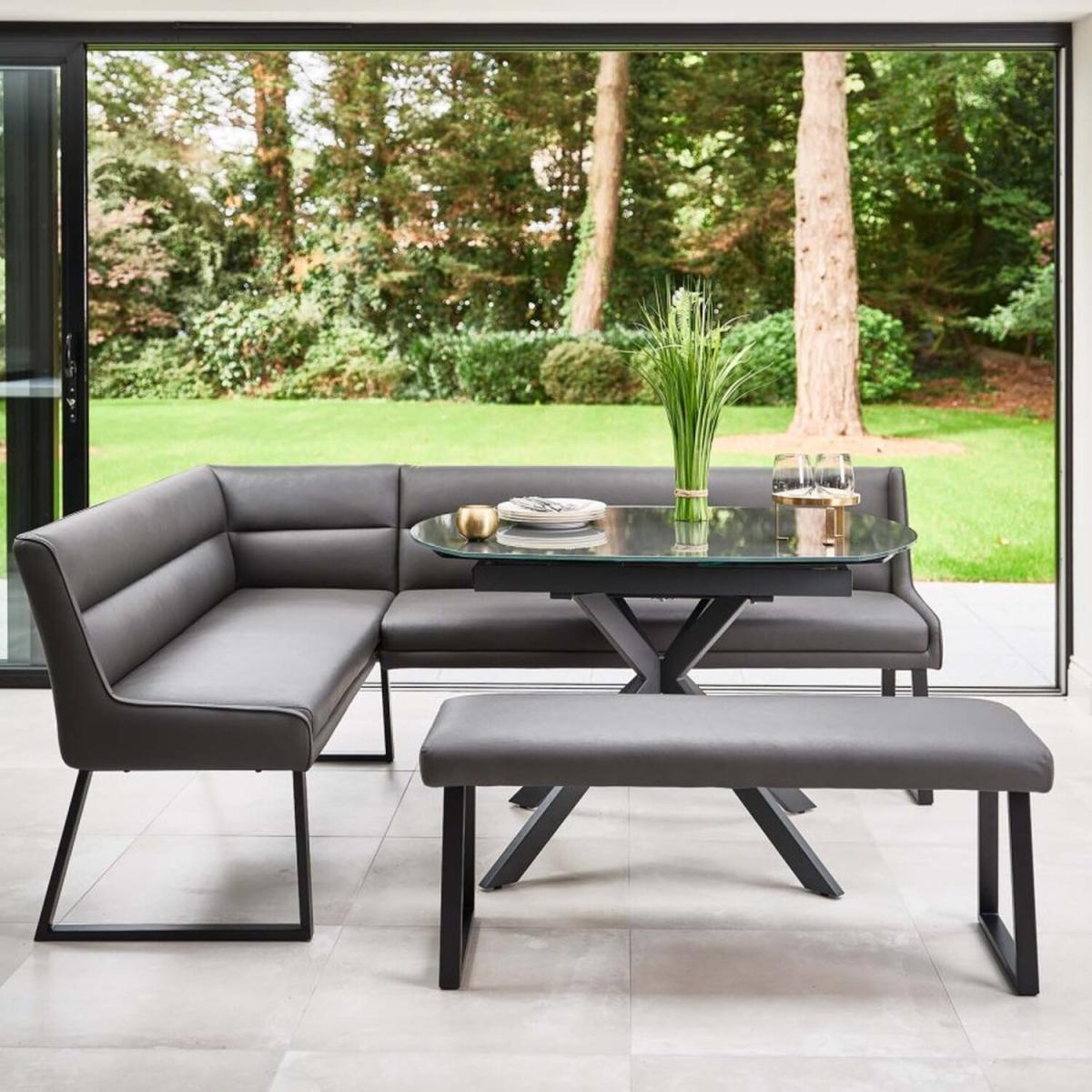 Ravenna Motion Table in Black with Paulo Benches Anthracite - Anthracite / Right-hand – image 2