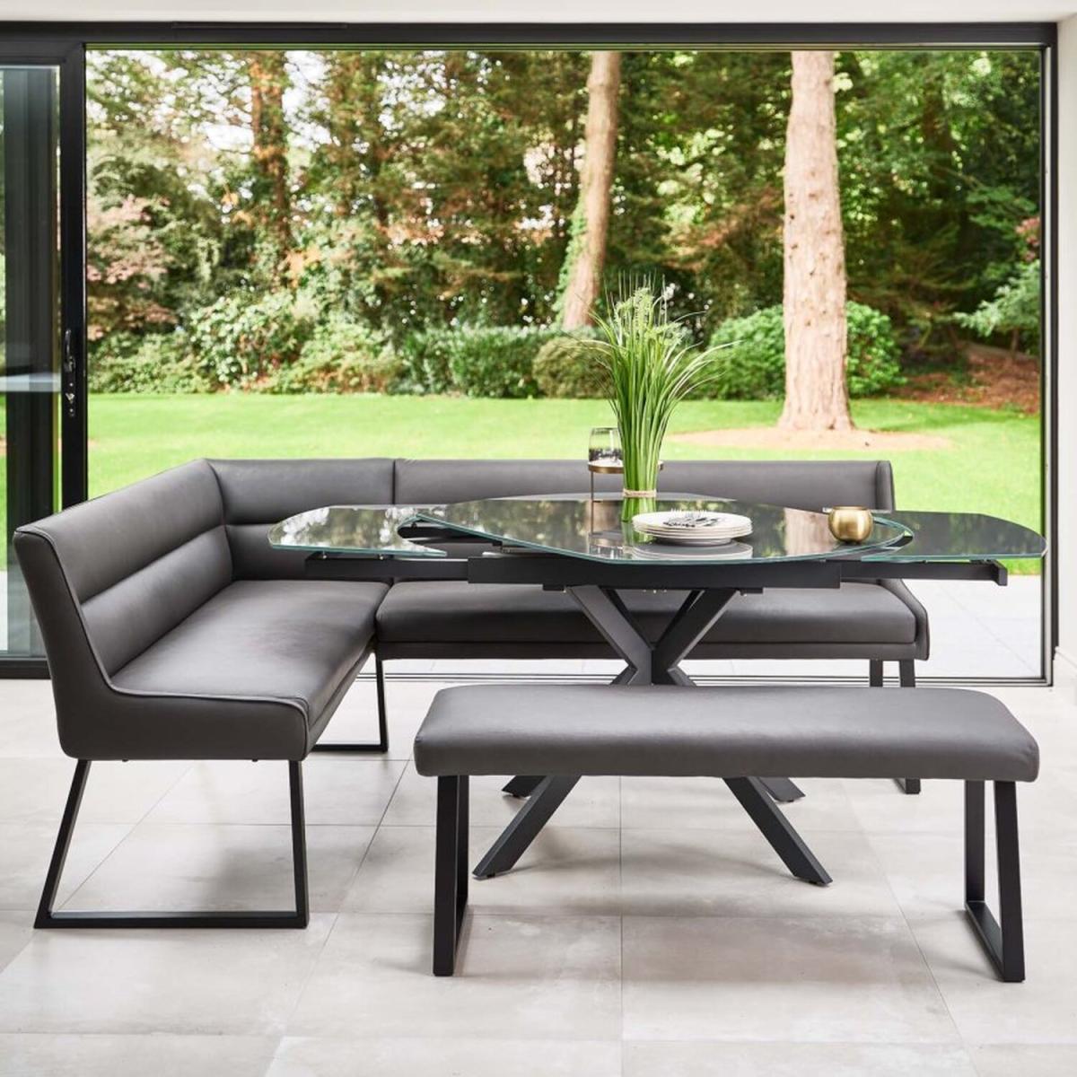 Ravenna Motion Table in Black with Paulo Benches Anthracite - Anthracite / Right-hand – image 3
