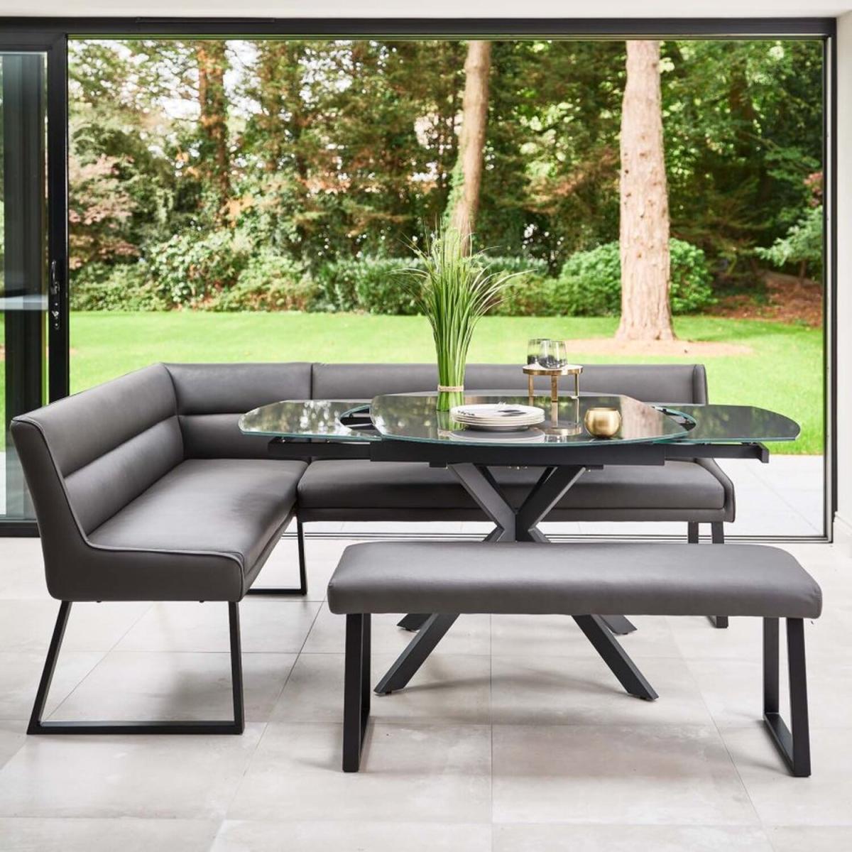 Ravenna Motion Table in Black with Paulo Benches Anthracite - Anthracite / Right-hand – image 4