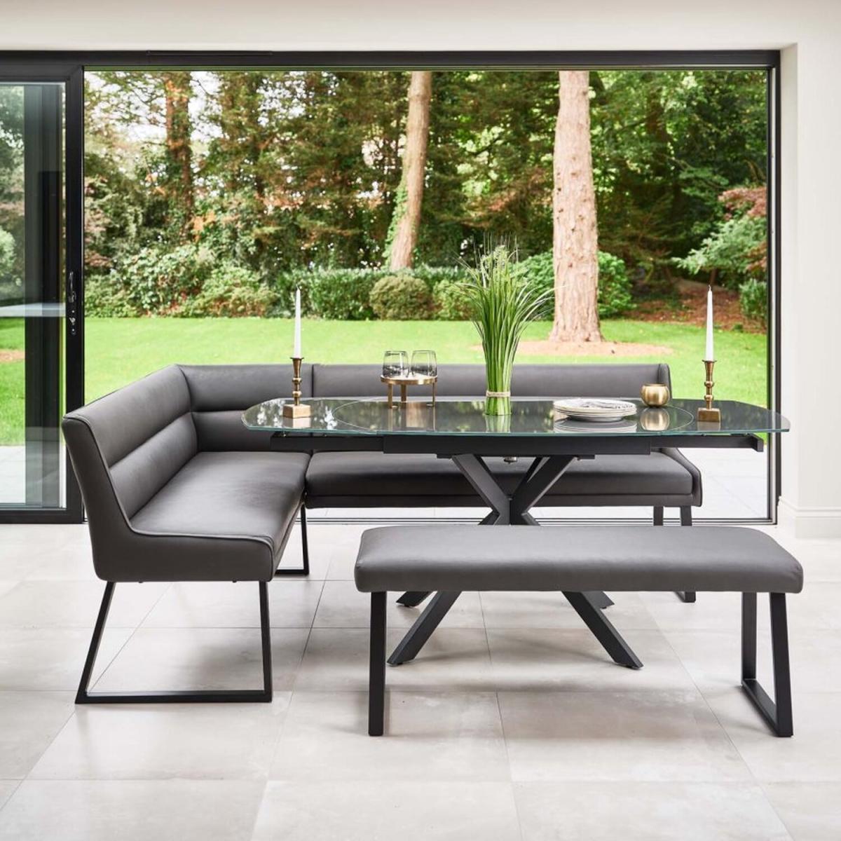 Ravenna Motion Table in Black with Paulo Benches Anthracite - Anthracite / Right-hand – image 5