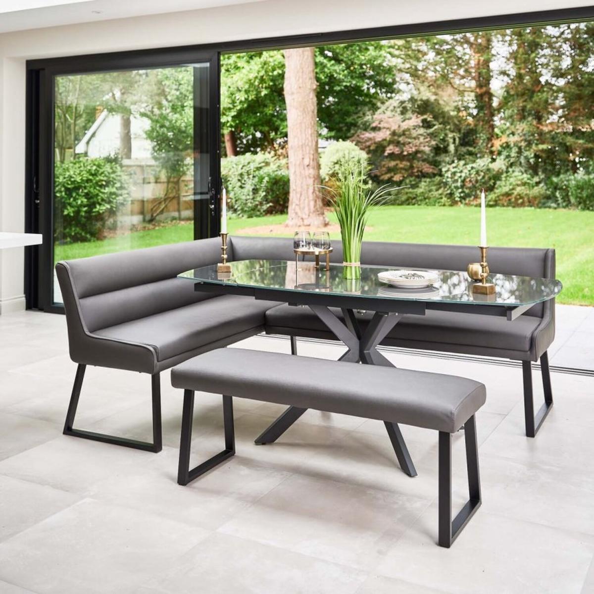 Ravenna Motion Table in Black with Paulo Benches Anthracite - Anthracite / Right-hand – image 6