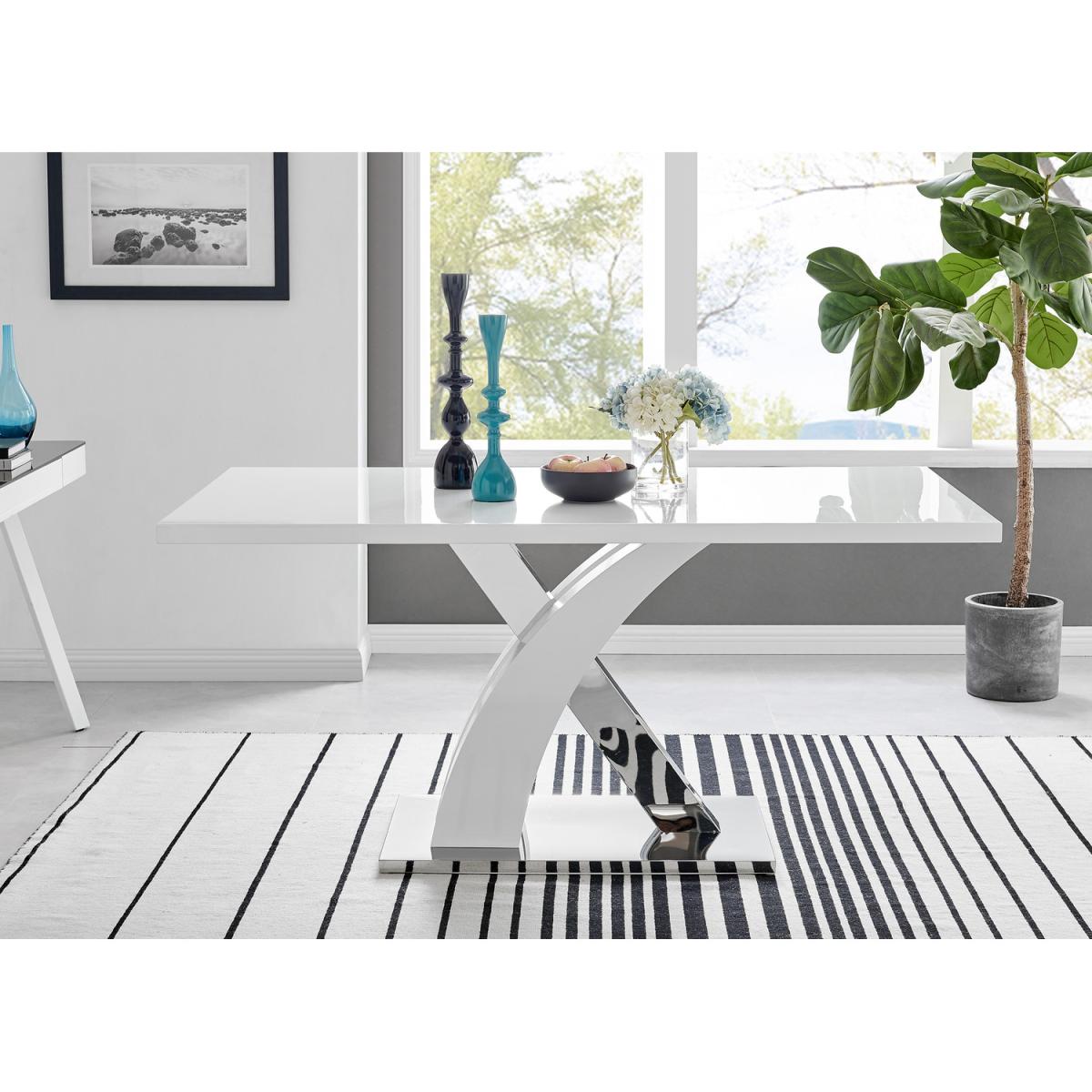 Atlanta Modern High Gloss White Dining Table And 6 Willow Chairs Set - Yellow – image 2