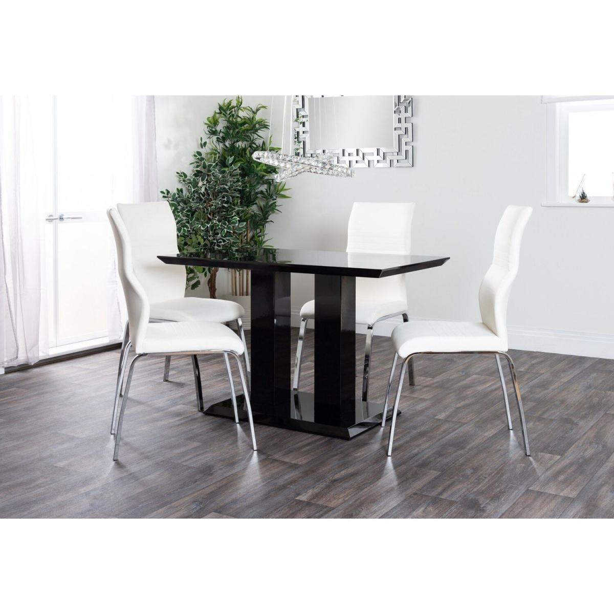 Imperia 4 Modern Black High Gloss Dining Table and 4 Luxury Andora Chairs Set - White – image 16