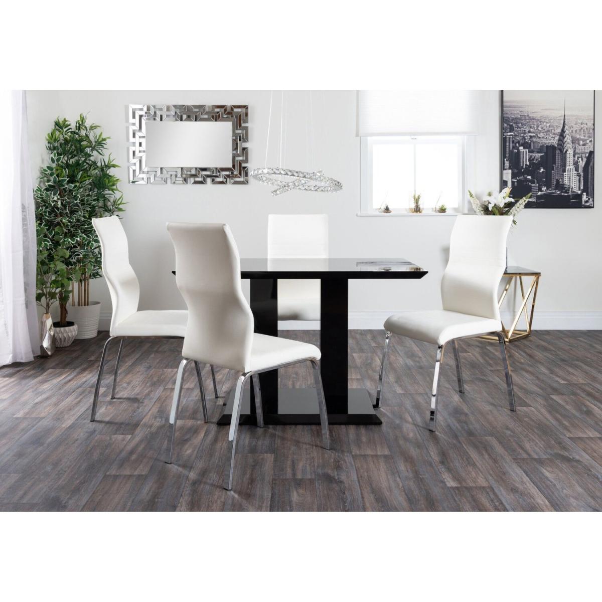 Imperia 4 Modern Black High Gloss Dining Table and 4 Luxury Andora Chairs Set - White – image 3