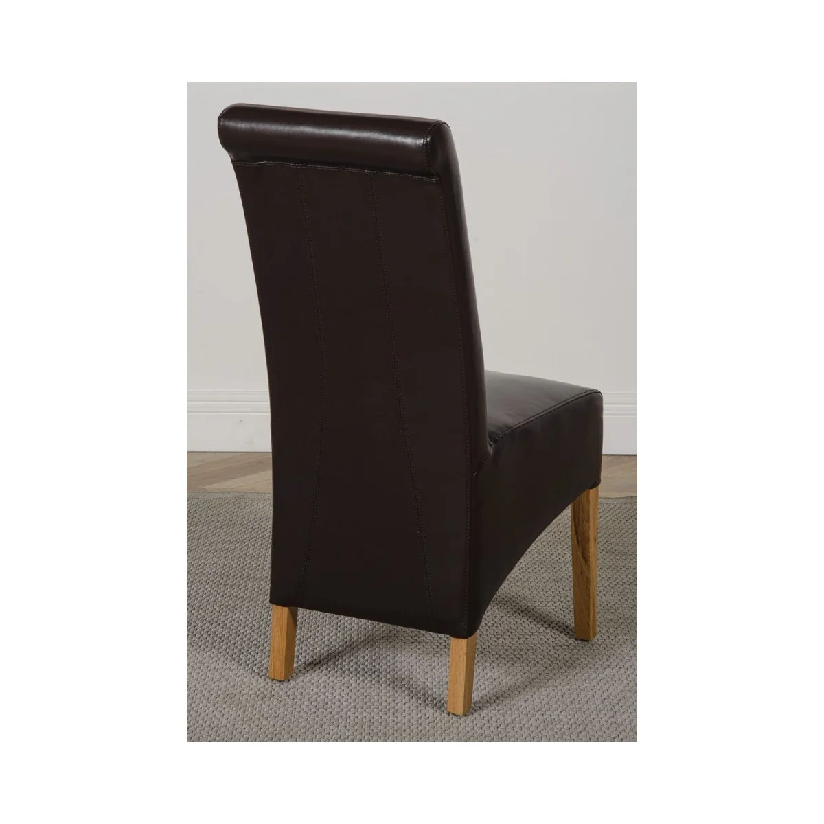 Kuba 125 x 80 cm Chunky Oak Small Dining Table and 6 Montana Leather Chairs - Brown – image 12