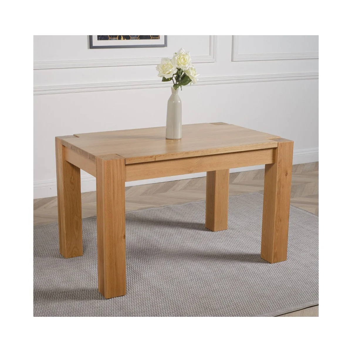 Kuba 125 x 80 cm Chunky Oak Small Dining Table and 6 Montana Leather Chairs - Brown – image 4