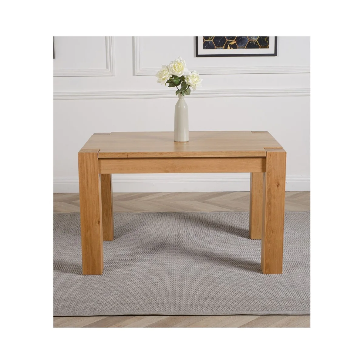 Kuba 125 x 80 cm Chunky Oak Small Dining Table and 6 Montana Leather Chairs - Brown – image 5