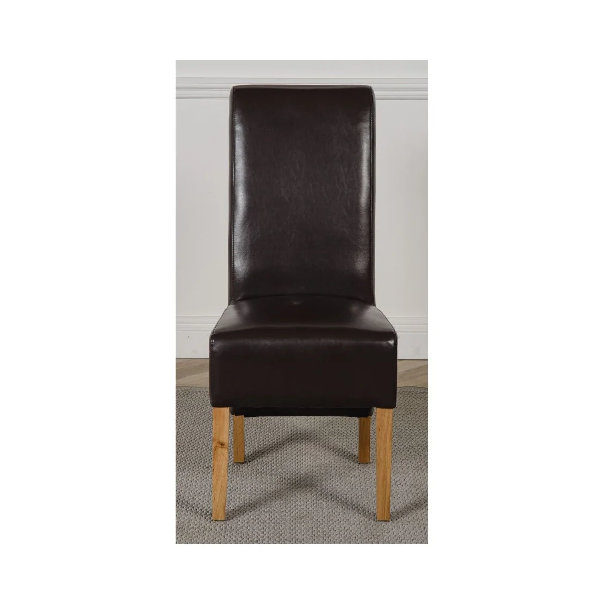 Kuba 125 x 80 cm Chunky Oak Small Dining Table and 6 Montana Leather Chairs - Brown – image 9