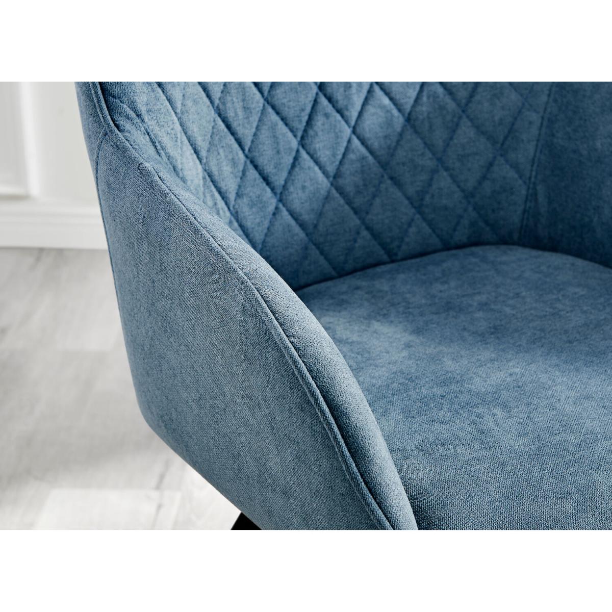 Kylo White Marble Effect Dining Table and 6 Falun Black Leg Chairs - Blue – image 11