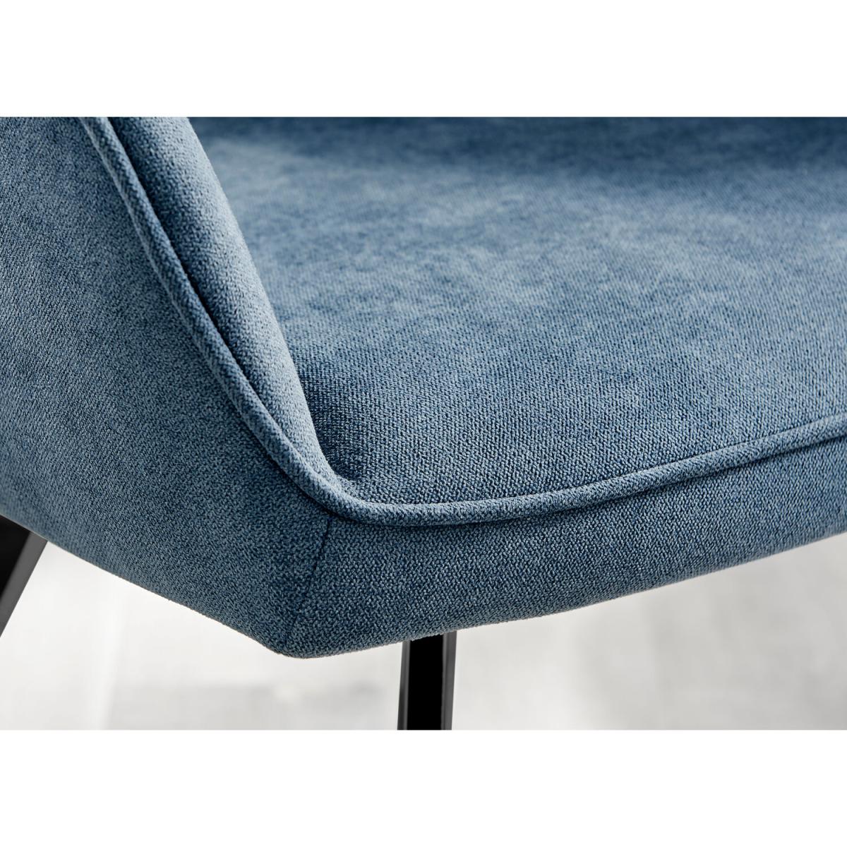Kylo White Marble Effect Dining Table and 6 Falun Black Leg Chairs - Blue – image 12