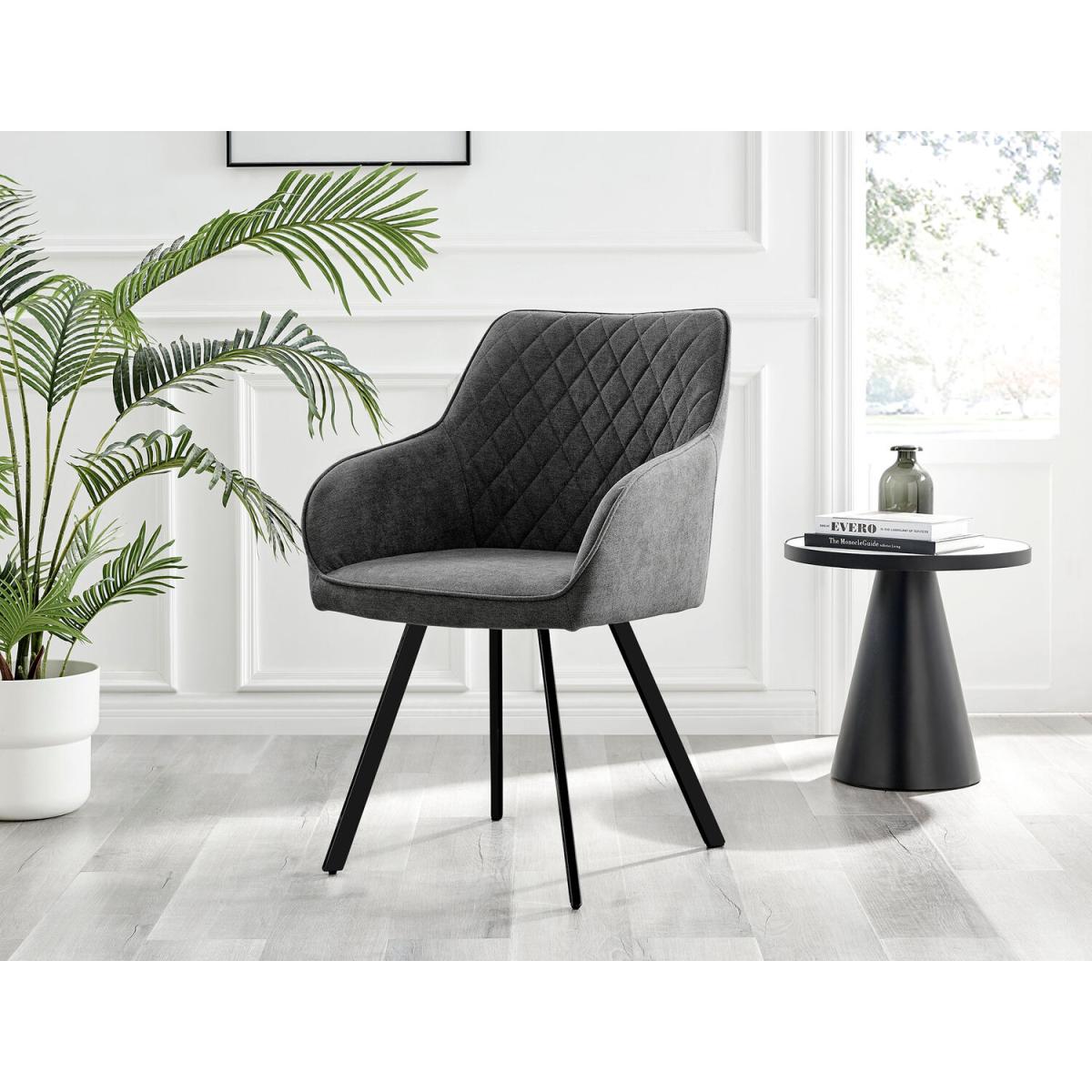 Kylo White Marble Effect Dining Table and 6 Falun Black Leg Chairs - Blue – image 16