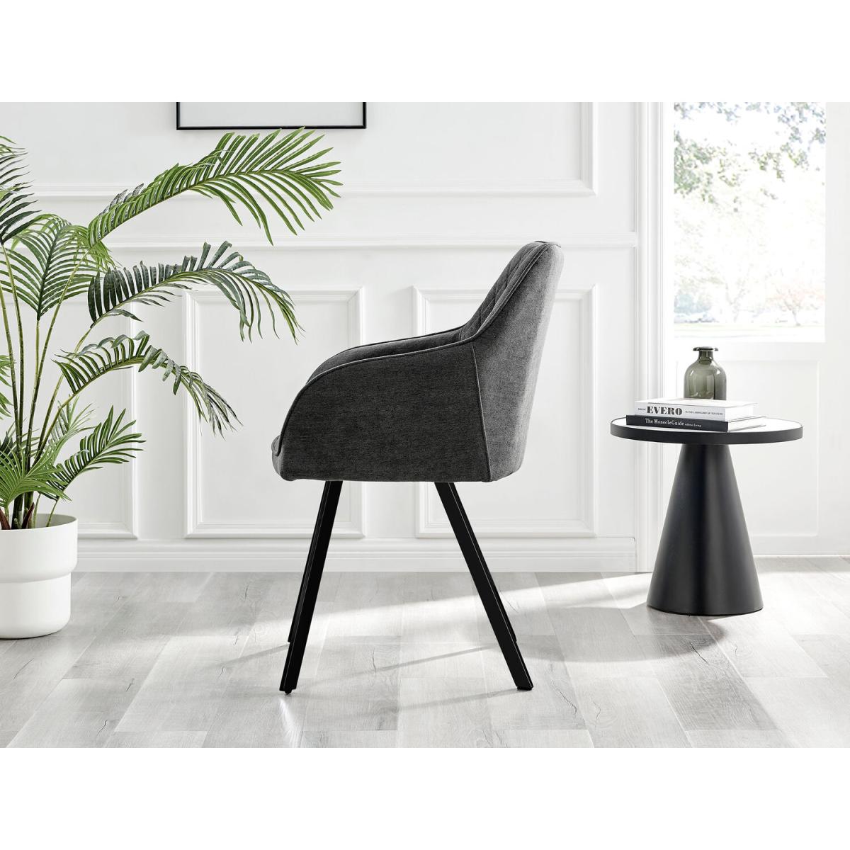 Kylo White Marble Effect Dining Table and 6 Falun Black Leg Chairs - Blue – image 17