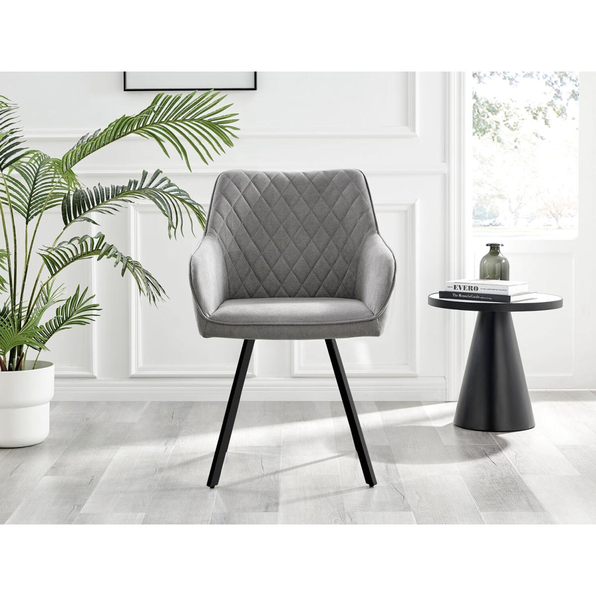 Kylo White Marble Effect Dining Table and 6 Falun Black Leg Chairs - Blue – image 19