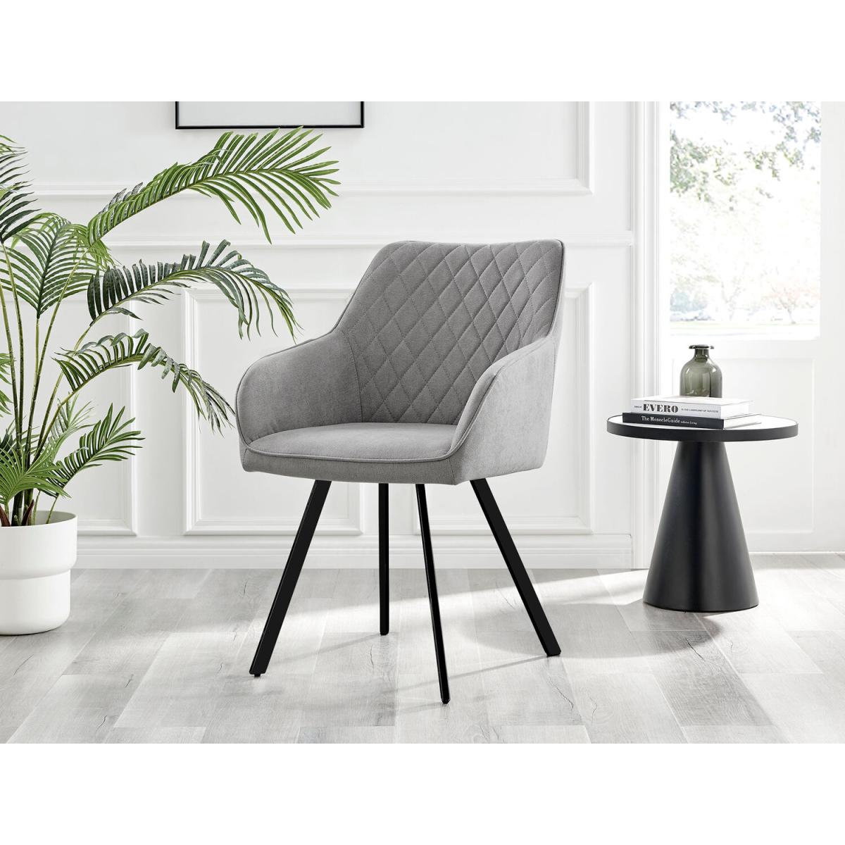 Kylo White Marble Effect Dining Table and 6 Falun Black Leg Chairs - Blue – image 20