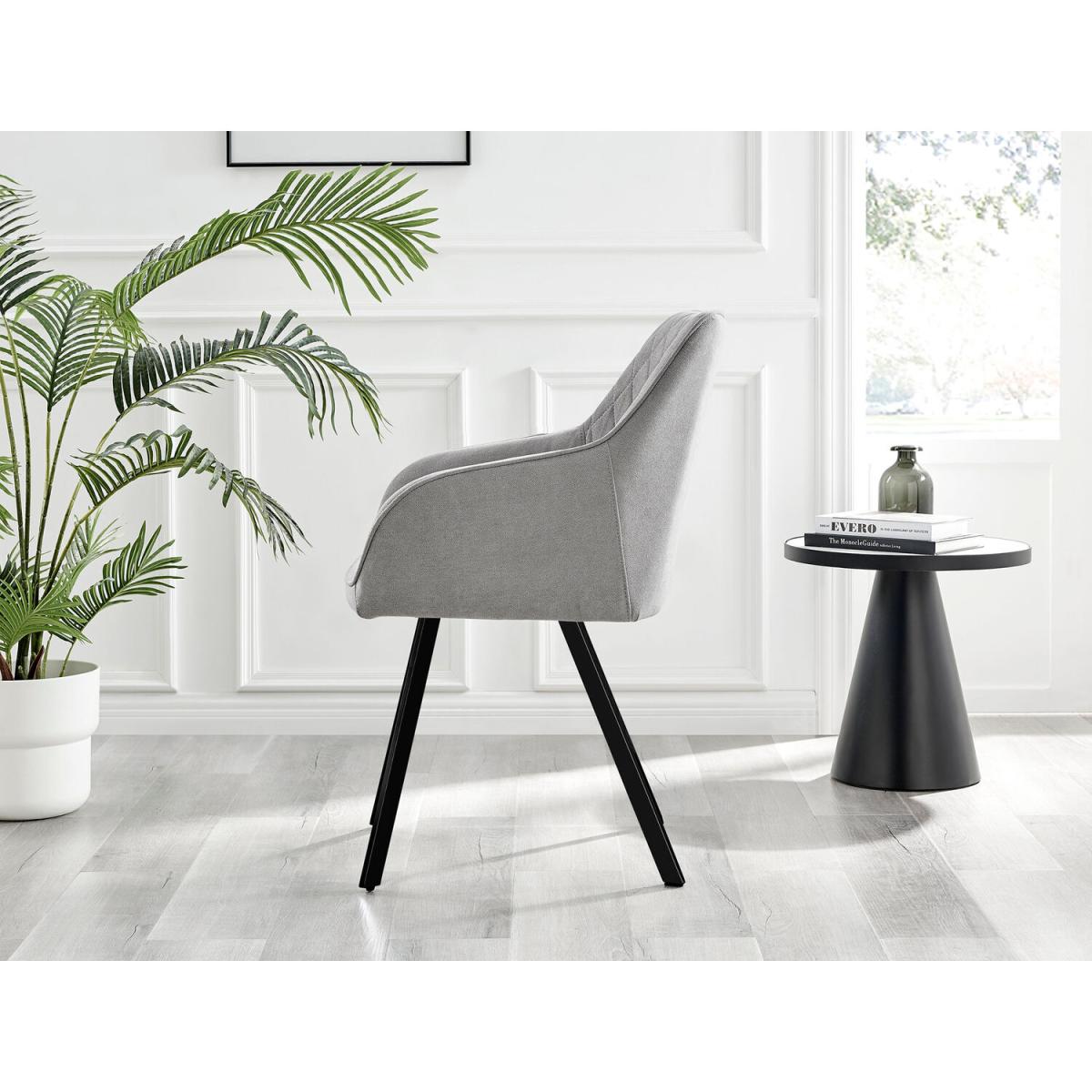Kylo White Marble Effect Dining Table and 6 Falun Black Leg Chairs - Blue – image 21