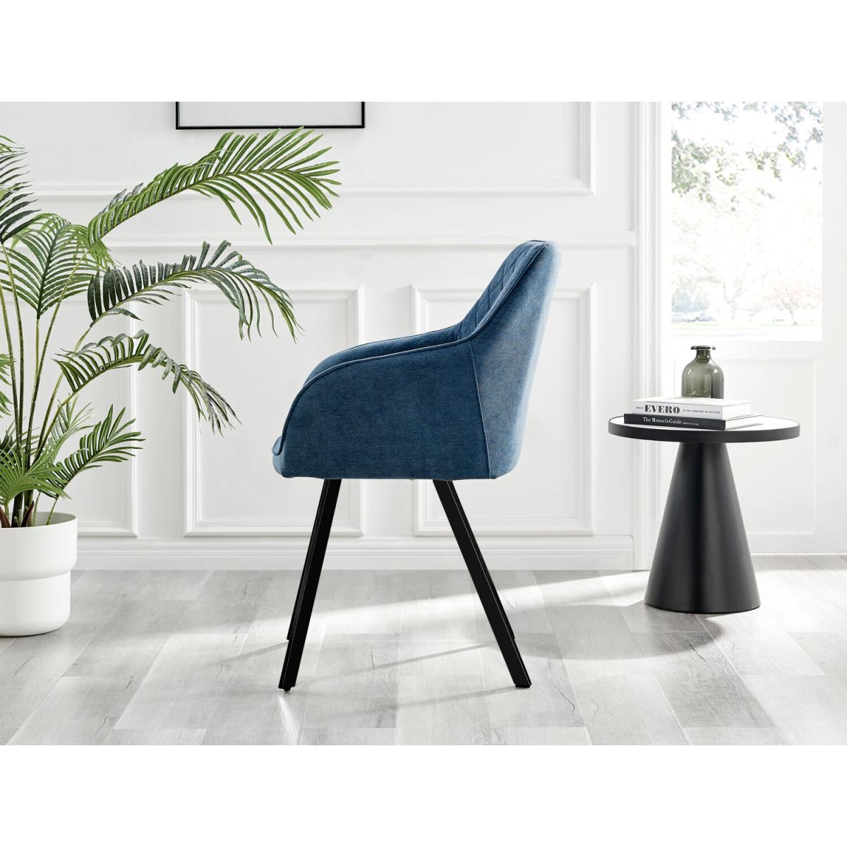 Kylo White Marble Effect Dining Table and 6 Falun Black Leg Chairs - Blue – image 8