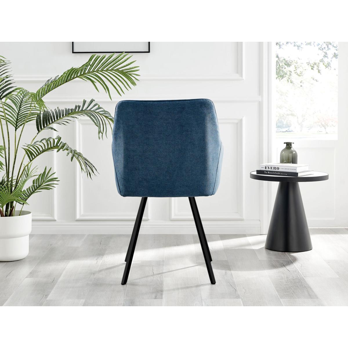 Kylo White Marble Effect Dining Table and 6 Falun Black Leg Chairs - Blue – image 9