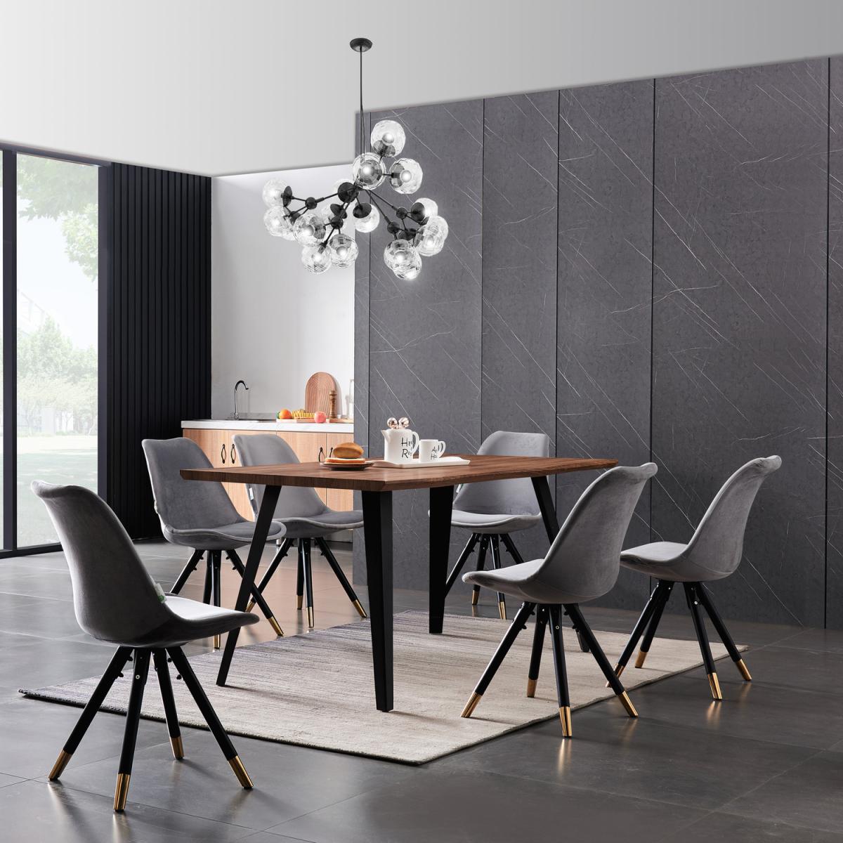 Sofia Rocco LUX Dining Set with a Modern Table and Chairs Set of 6 - Light Grey – image 11