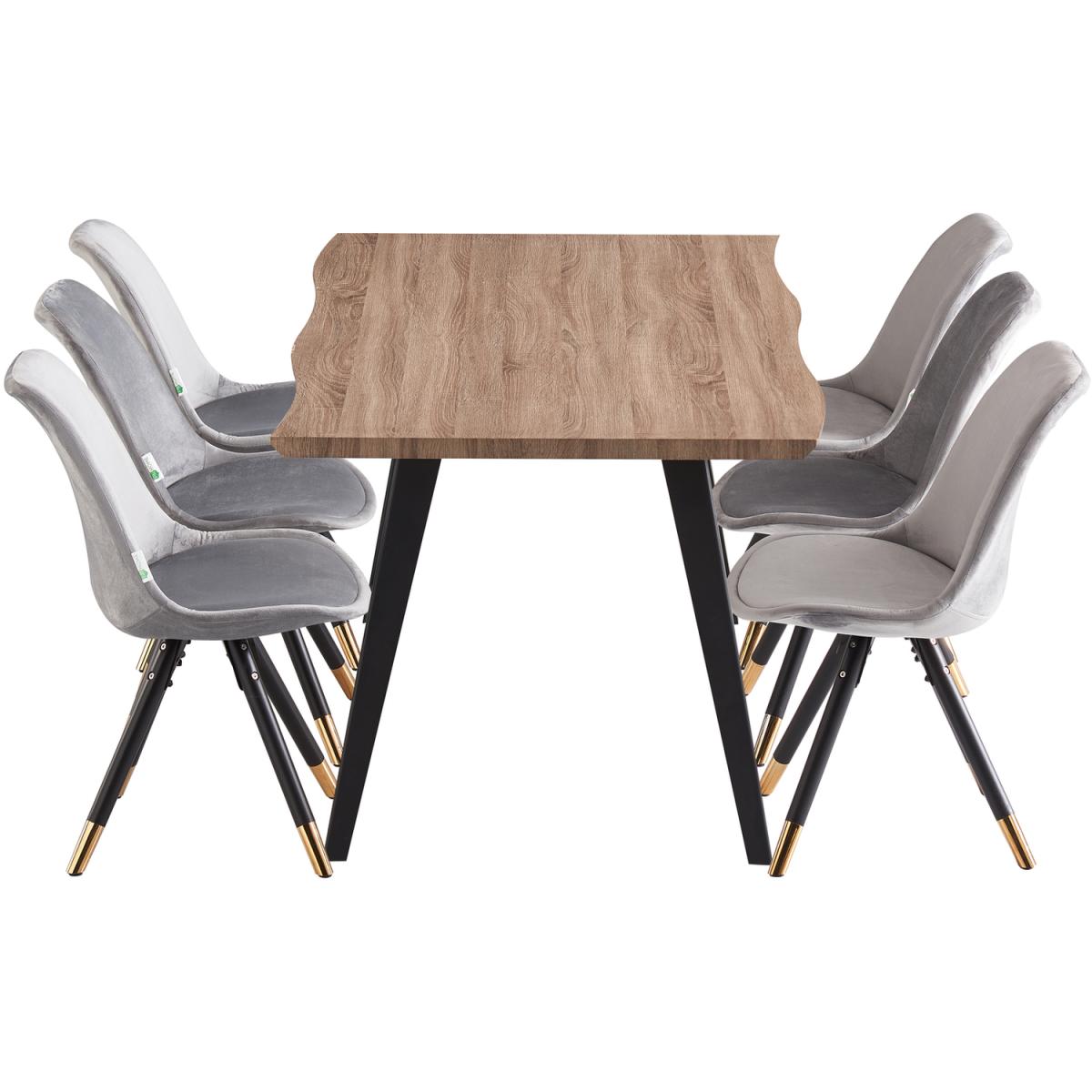 Sofia Rocco LUX Dining Set with a Modern Table and Chairs Set of 6 - Light Grey – image 7