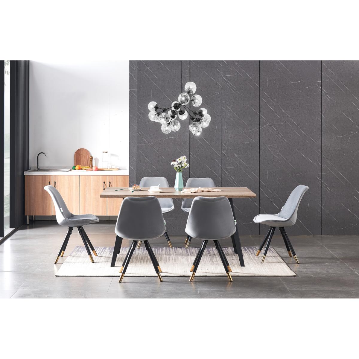 Sofia Rocco LUX Dining Set with a Modern Table and Chairs Set of 6 - Light Grey – image 8