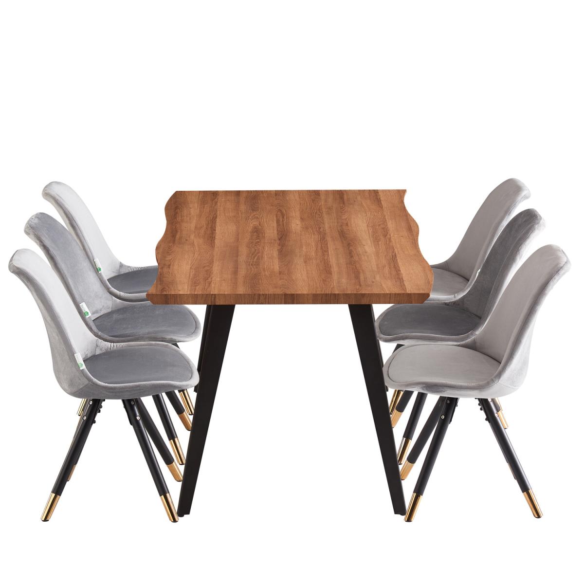 Sofia Rocco LUX Dining Set with a Modern Table and Chairs Set of 6 - Light Grey – image 10
