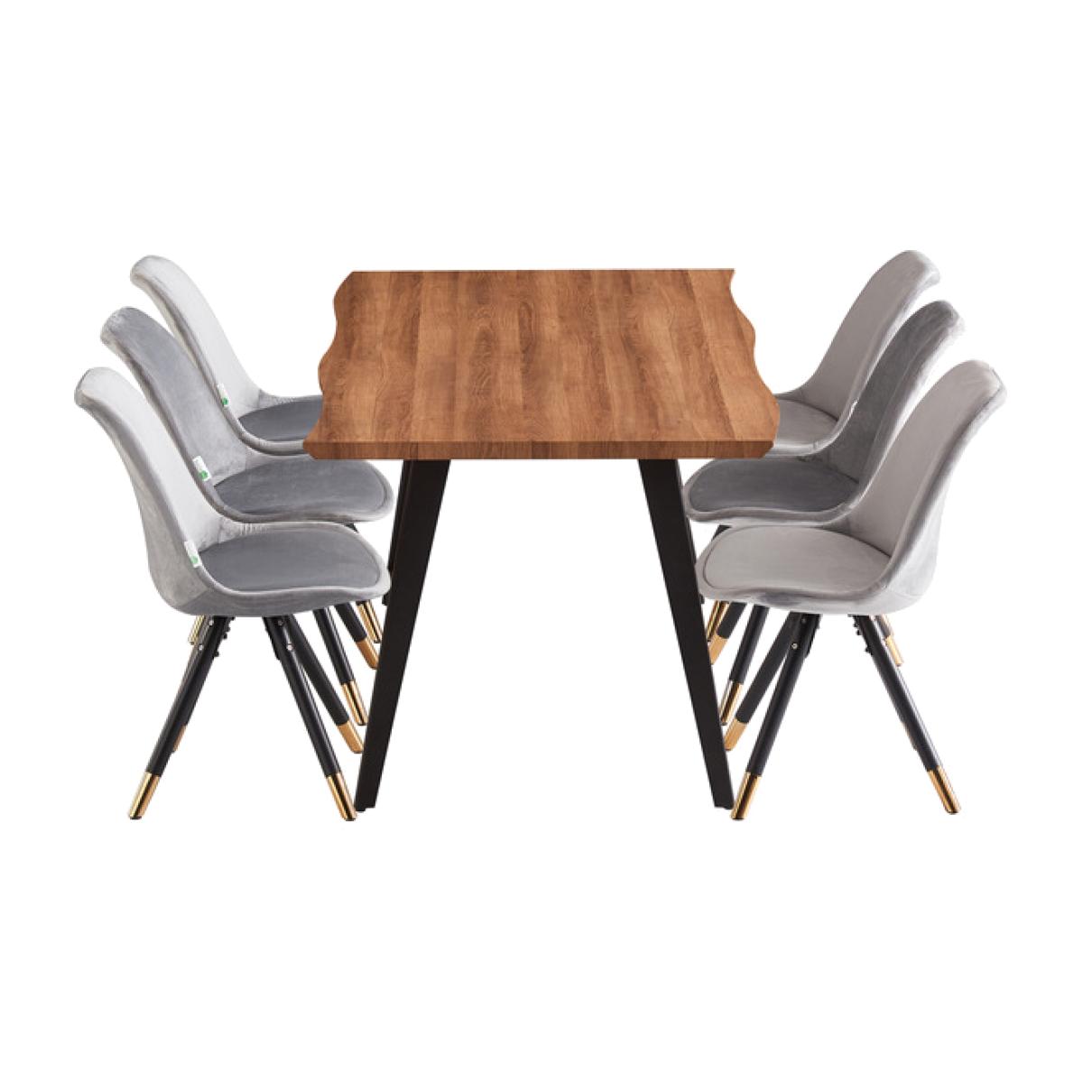 Sofia Rocco LUX Dining Set with a Modern Table and Chairs Set of 6 - Light Grey – image 1