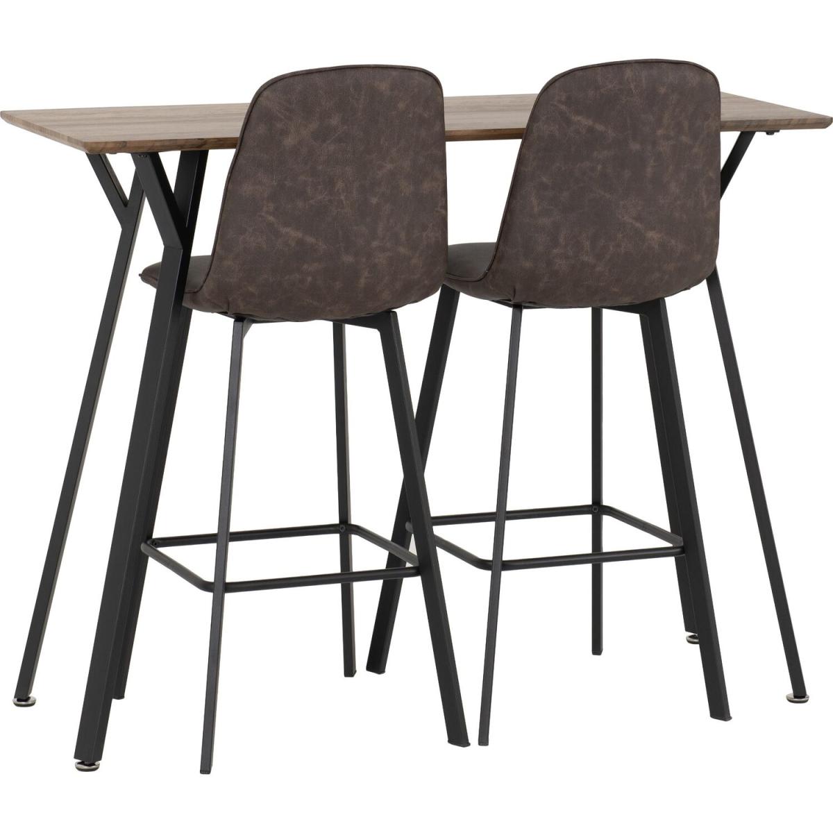 Quebec Bar Table With Two Bar Chairs - MEDIUM OAK EFFECT – image 6