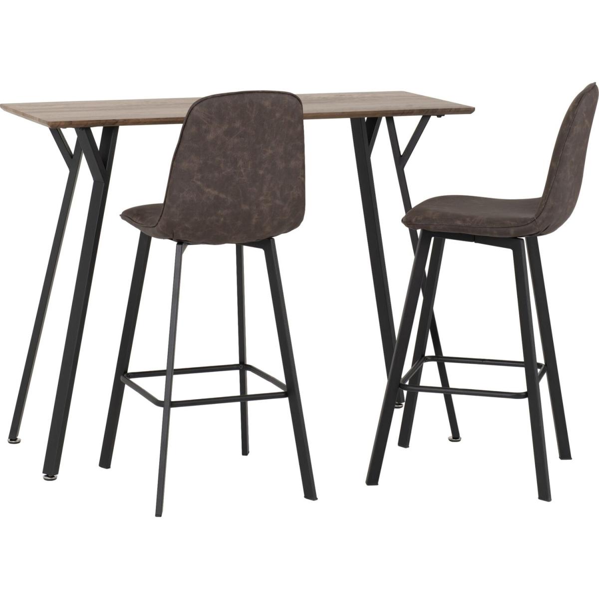 Quebec Bar Table With Two Bar Chairs - MEDIUM OAK EFFECT – image 9