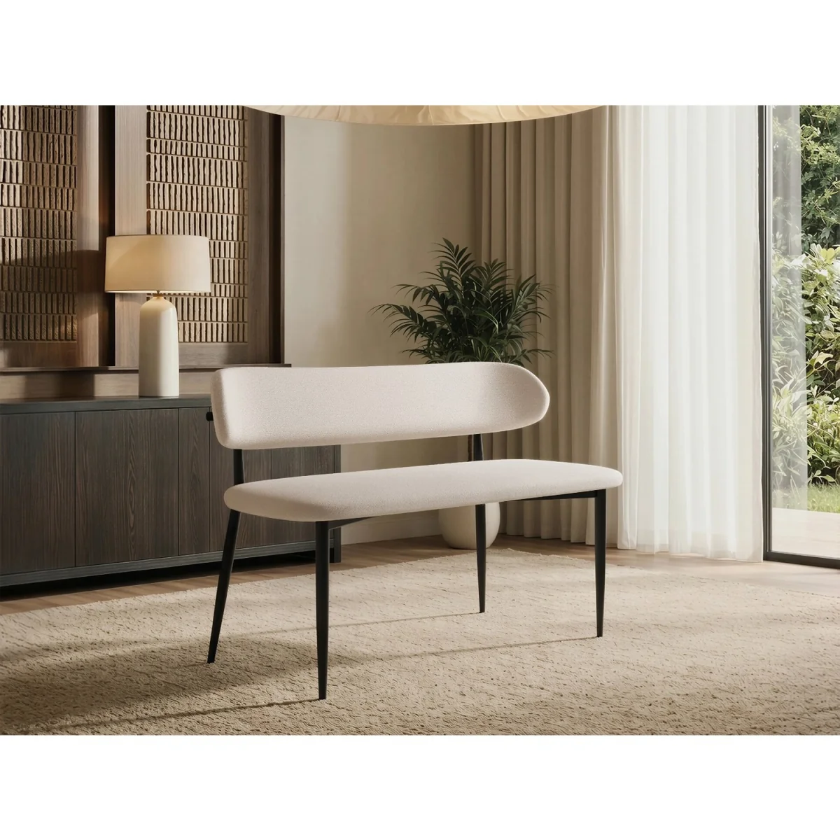 Varm Ribbed Dining Table with Cyra Benches Set - Black + Beige – image 7