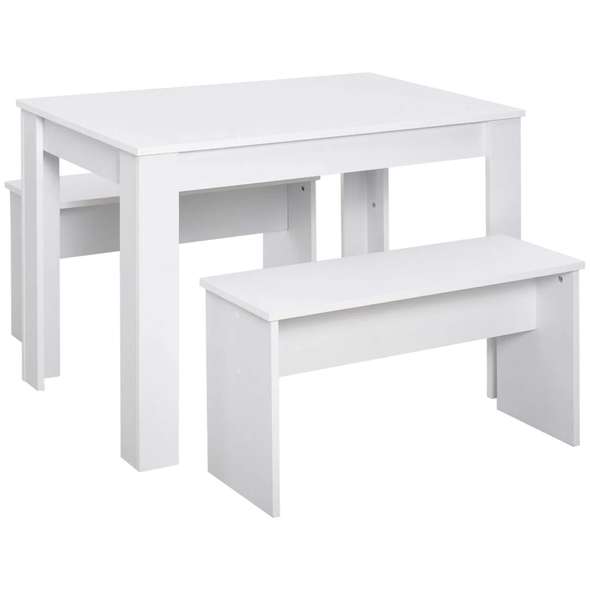 Sono White Dining Table with 2 Benches for Compact Spaces – image 3
