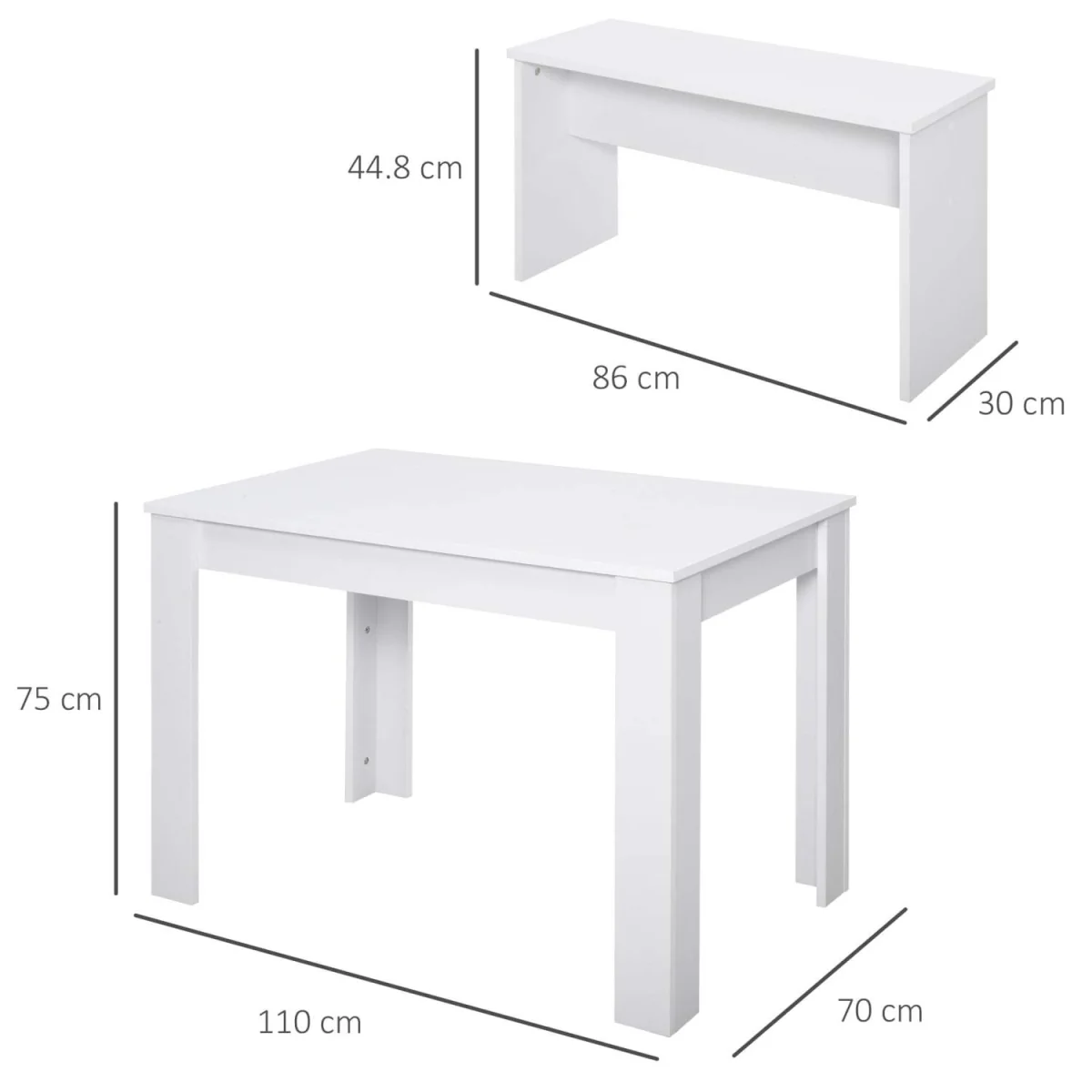 Sono White Dining Table with 2 Benches for Compact Spaces – image 5