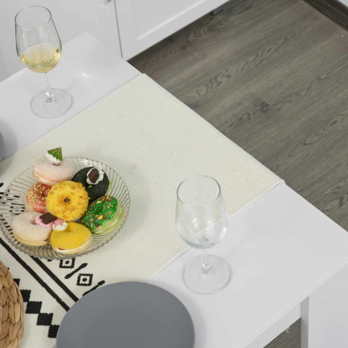 Sono White Dining Table with 2 Benches for Compact Spaces – image 9