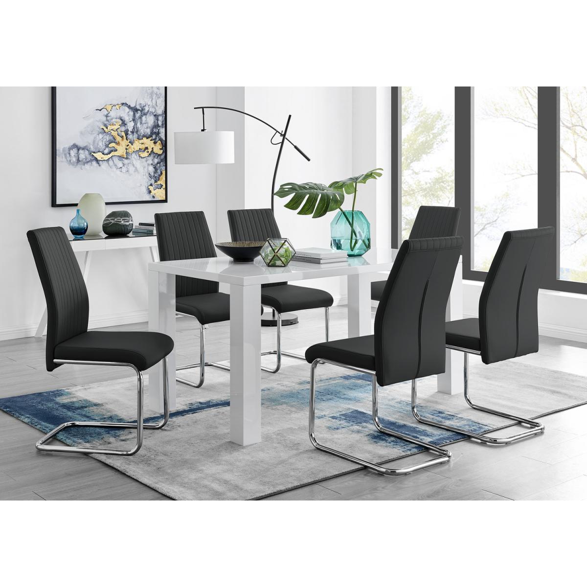 Pivero Dining Table and 6 Lorenzo Dining Chairs - Black – image 19