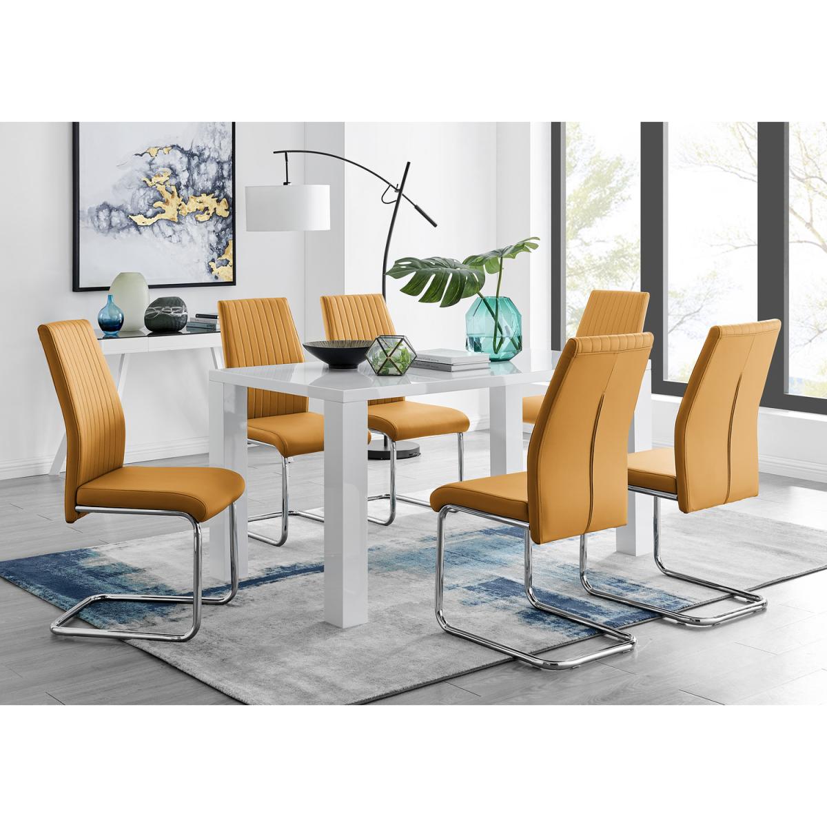 Pivero Dining Table and 6 Lorenzo Dining Chairs - Black – image 22