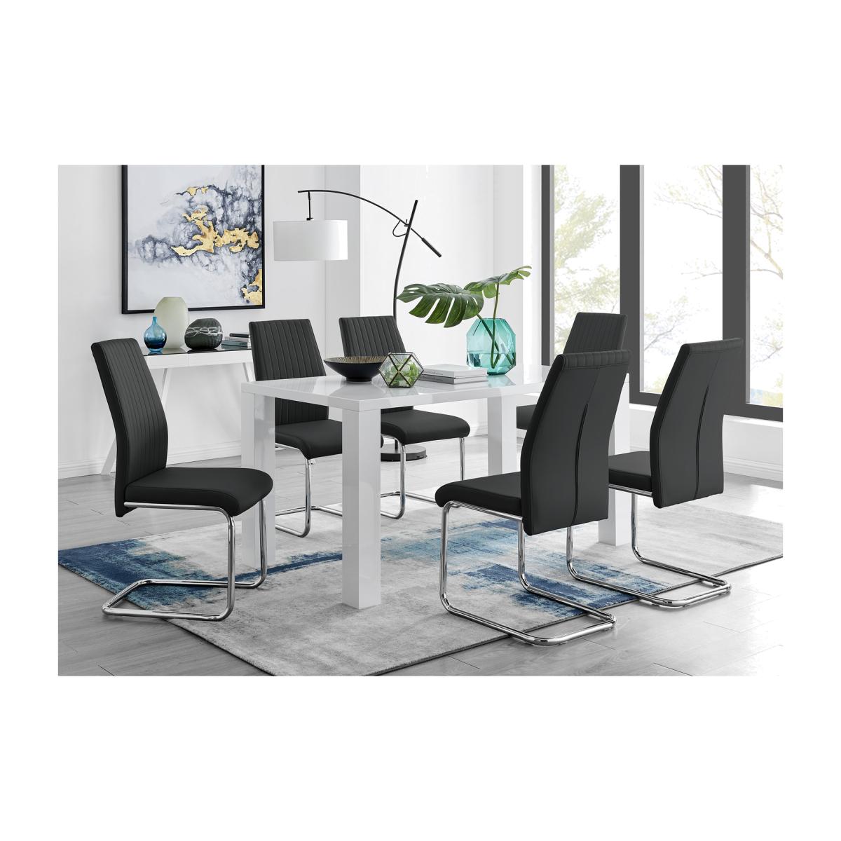 Pivero Dining Table and 6 Lorenzo Dining Chairs - Black – image 1