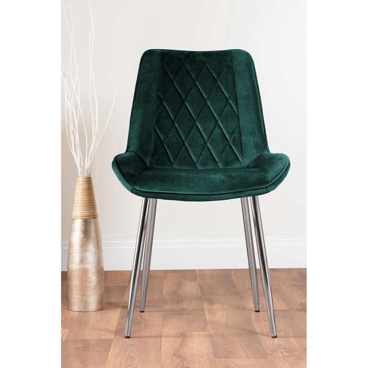 Andria Black Leg Marble Effect Dining Table and 6 Pesaro Silver Leg Chairs - Green – image 3