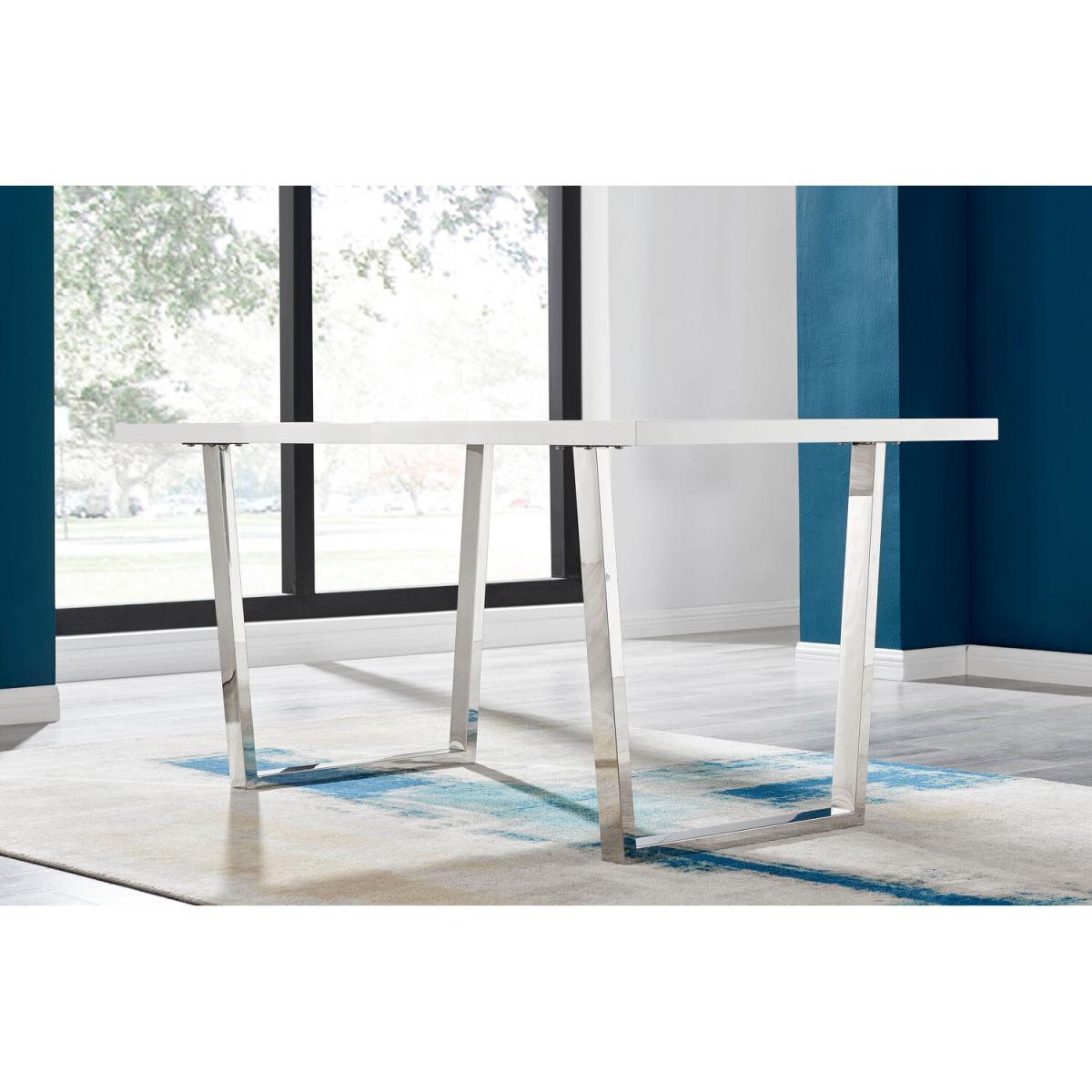 Kylo White High Gloss Dining Table  6 Lorenzo Chairs - Cappuccino – image 8