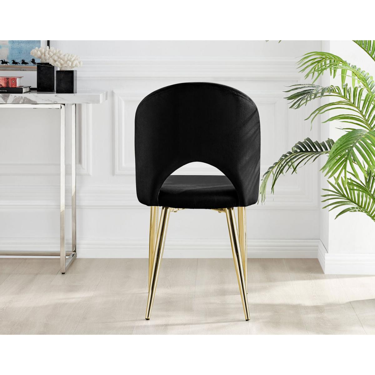 Adley White High Gloss Storage Dining Table and 4 Arlon Gold Leg Chairs - Black – image 6