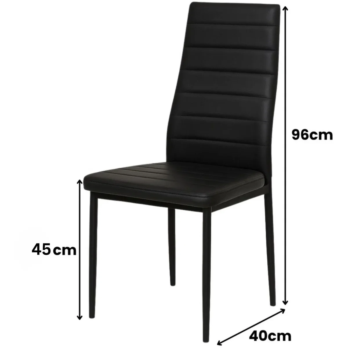 4 Seater Black Marble Effect Dining Table with 4 Black Faux Leather Chairs - Black – image 3