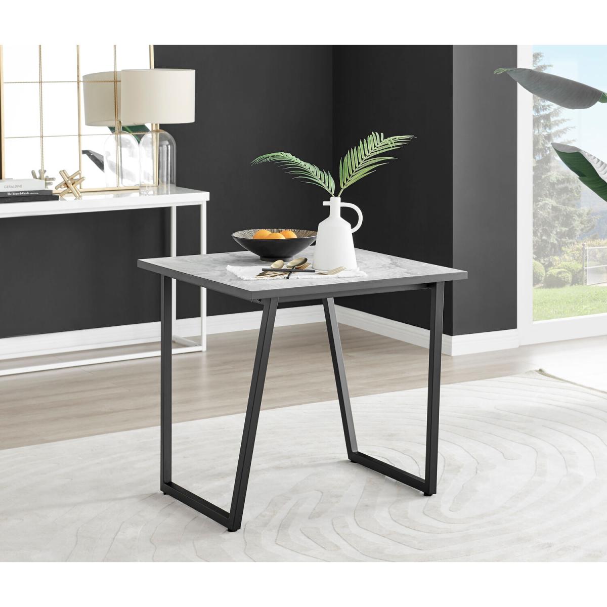 Carson White Marble Effect Square Dining Table and 2 Pesaro Silver Chairs - Navy – image 2