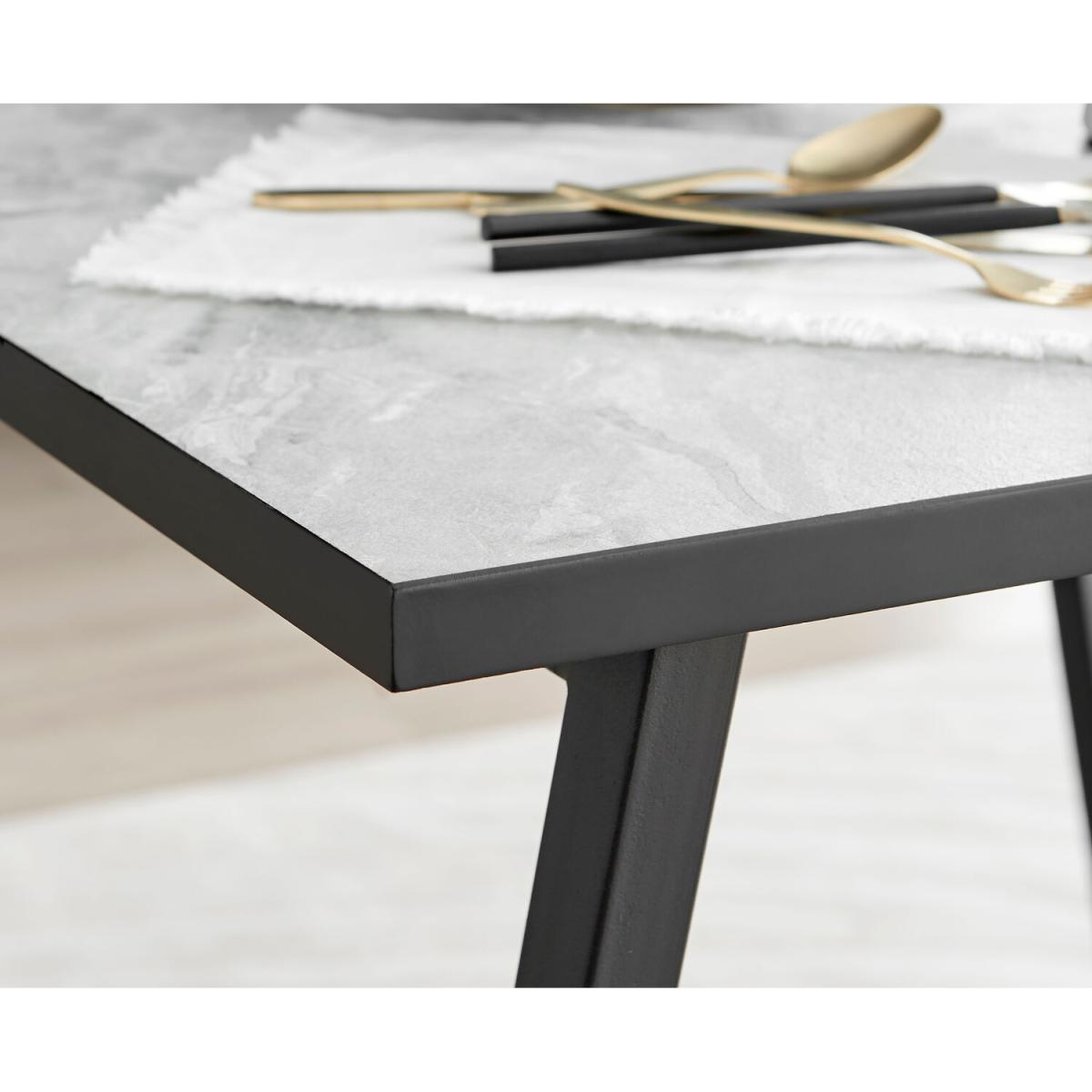 Carson White Marble Effect Square Dining Table and 2 Pesaro Silver Chairs - Navy – image 5