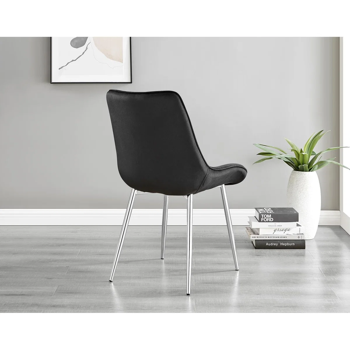 Lira 100cm Grey Metal Extending Dining Table 4 Pesaro Silver Chairs - Black – image 34