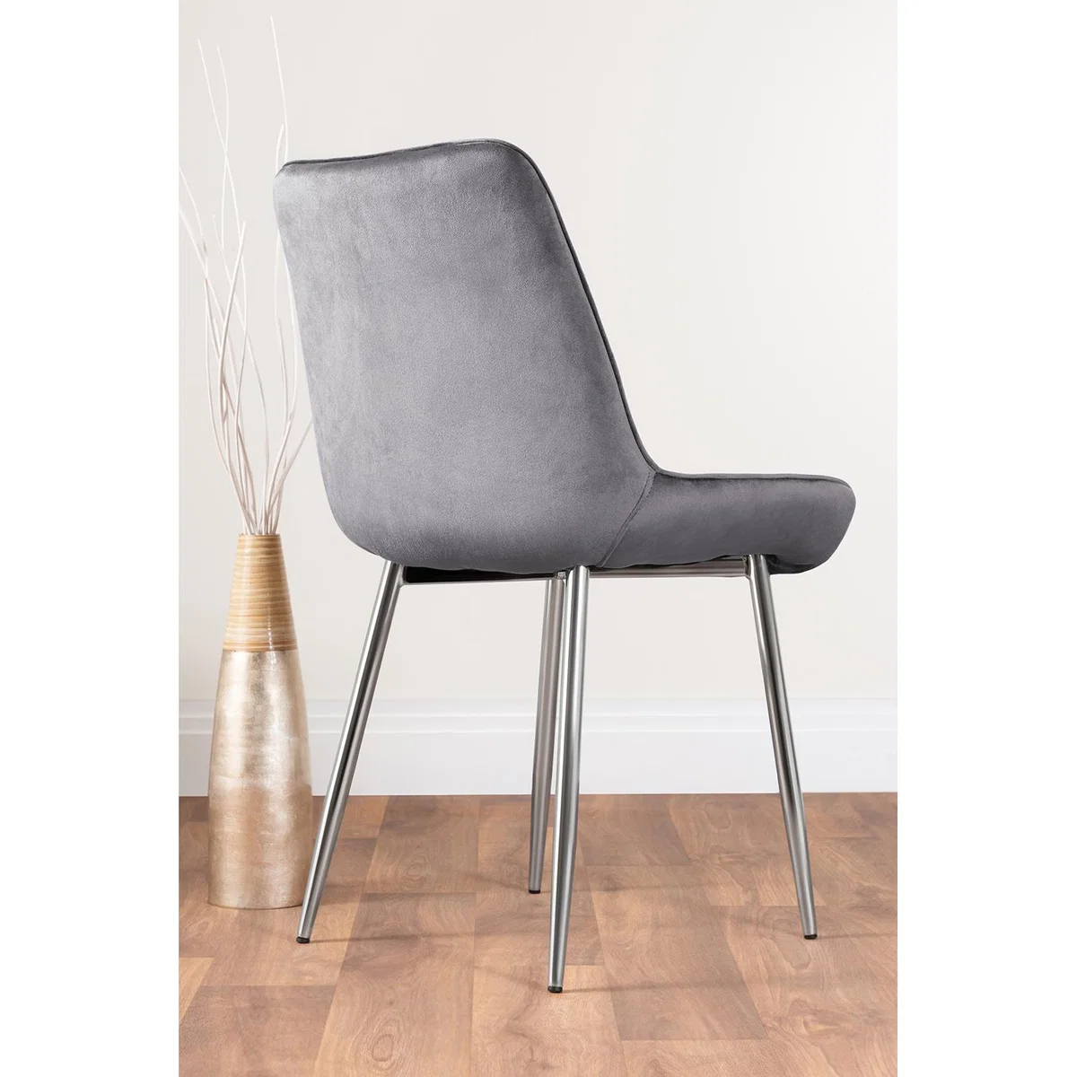 Lira 100cm Grey Metal Extending Dining Table 4 Pesaro Silver Chairs - Black – image 5