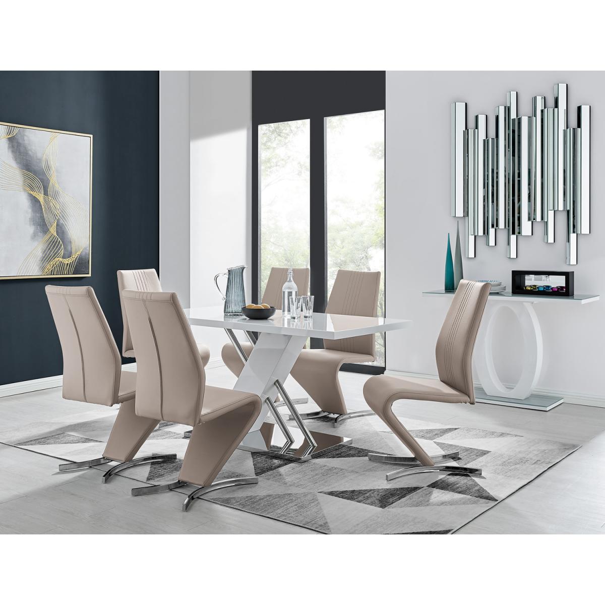 Sorrento White Dining Table  6 Willow Dining Chairs - Yellow – image 2