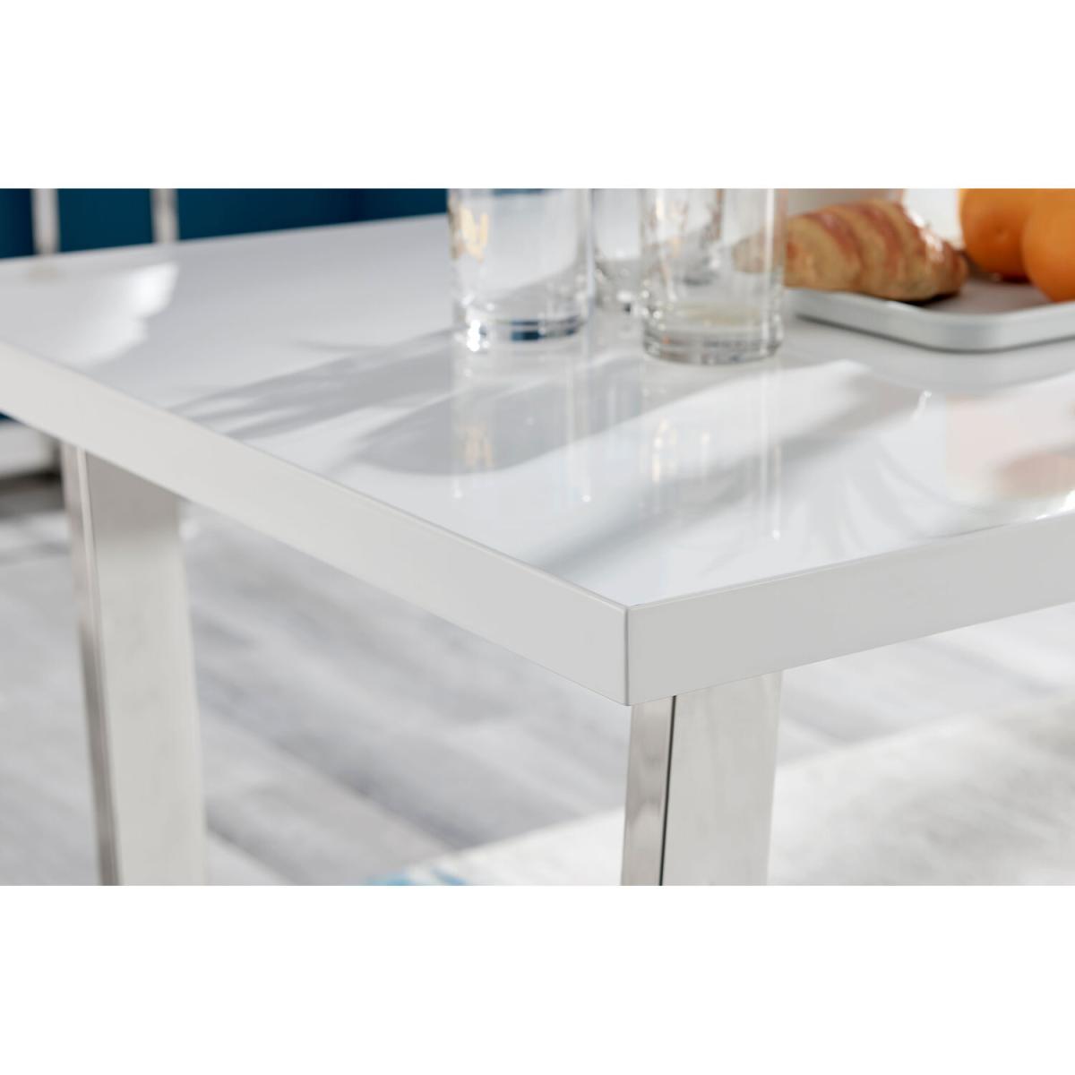 Kylo White High Gloss Dining Table and 4 Lorenzo Chairs - Grey – image 3