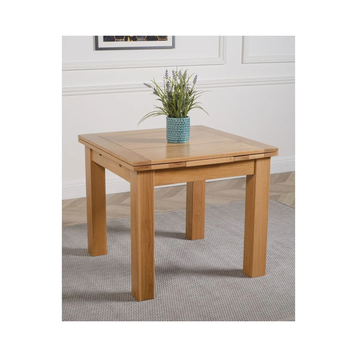 Richmond 90-150cm Oak Extending Dining Table and 4 Berkeley Leather Chairs - Brown – image 7