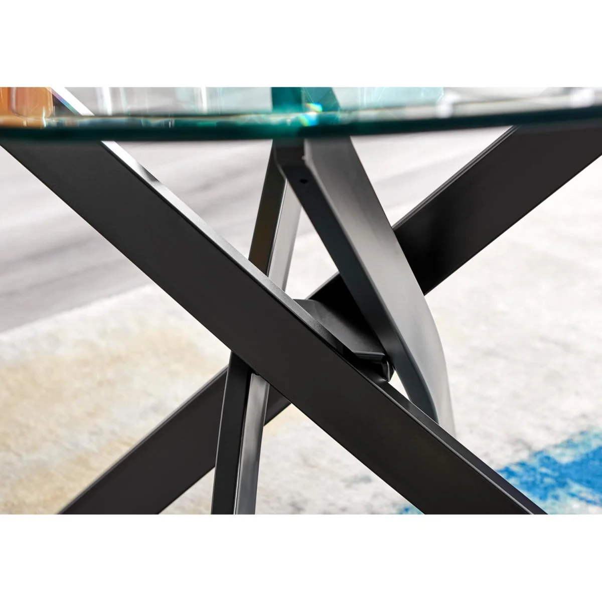 Novara Glass Black Leg Round Dining Table 4 Isola Chairs - Grey – image 2